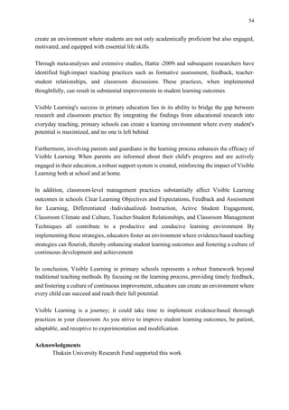Visible Learning in the primary school: How does it work? | PDF