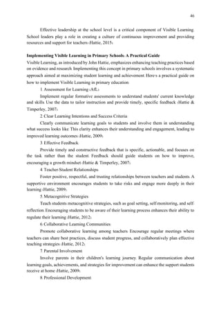 Visible Learning in the primary school: How does it work? | PDF