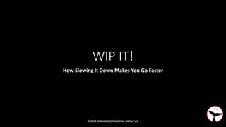 WIP IT!
How Slowing It Down Makes You Go Faster
© 2017 ECOLOGIK CONSULTING GROUP LLC
 