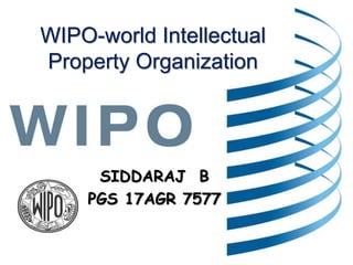 WIPO-world Intellectual
Property Organization
SIDDARAJ B
PGS 17AGR 7577
 