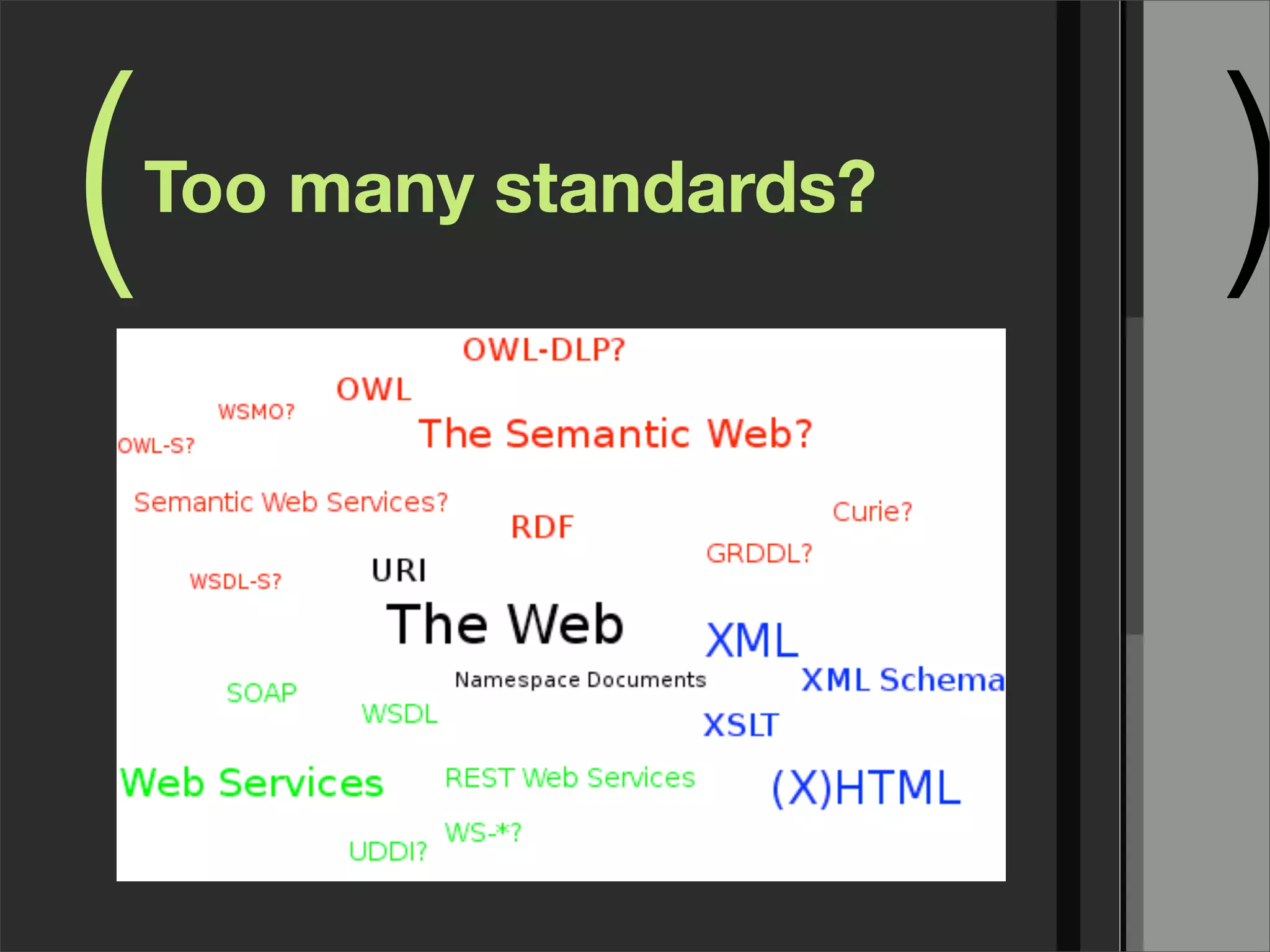 (   Too many standards?
                          )
 