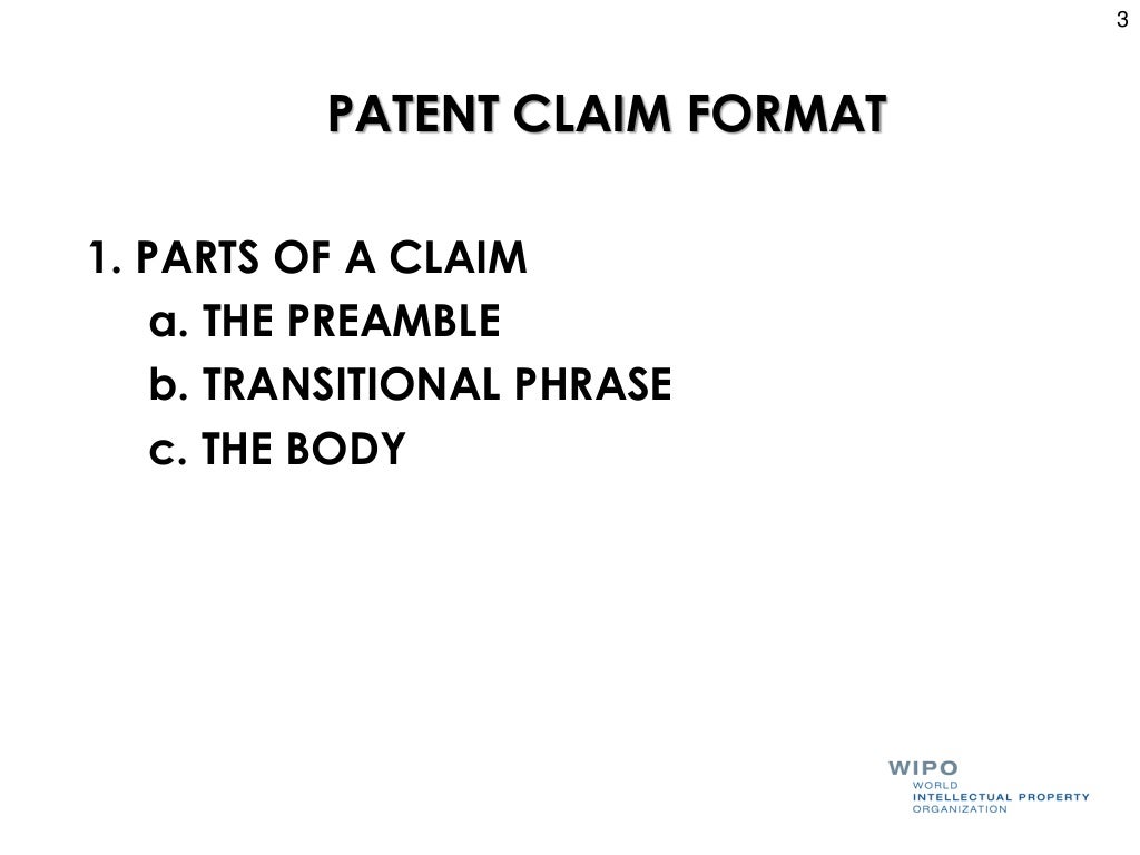 PATENT CLAIM FORMAT AND TYPES OF CLAIMS