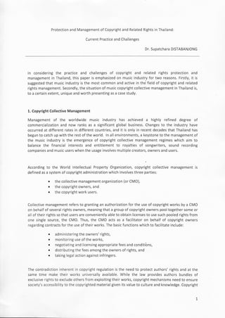 Protection And Management of Copyright and Related Rights in Thailand ...