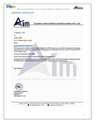 Winter Internship Report, Pune Institute of Business Management, Pune
3
COMPANY CERTIFICATE
 