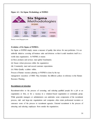 14 
Figure 4.1 : Six Sigma Methodology at WIPRO 
Source: www.blogspot.com 
Evolution of Six Sigma at WIPRO:- 
Six Sigma at...
