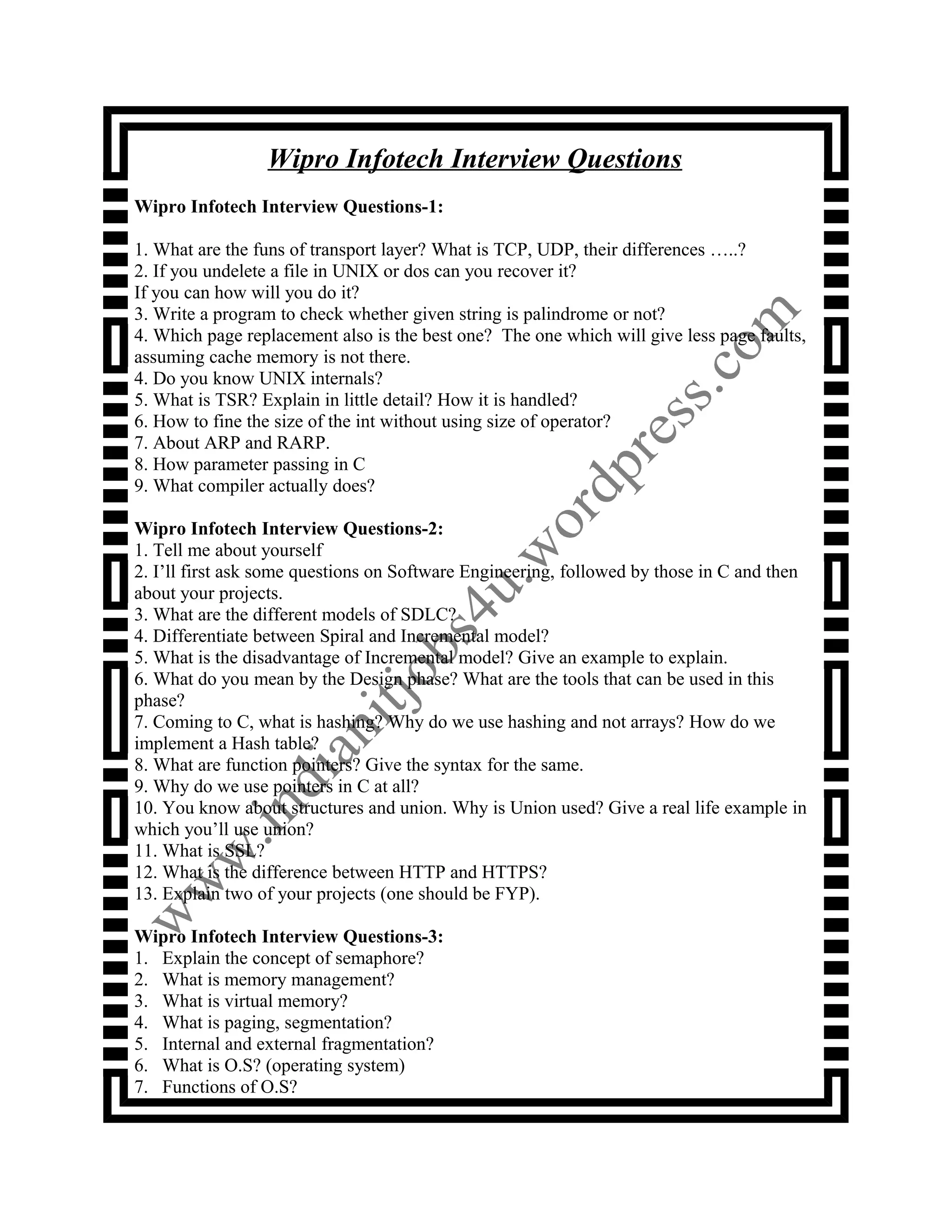 Wipro infotech-interview-questions | PDF
