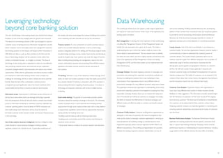 The role of technology in the banking industry has evolved from being a
facilitator to one of the key strategic pillars for growth and innovation.
The advent of core banking solutions (CBS) was envisaged to improve
customer access to banking services, information management, provide
better customer service and enable robust risk management. However,
the evolving dynamics in the industry will require further innovations in
CBS. Banks are likely to scale up their activities on this front and the
focus of technology adoption will be customers centric rather than
vendor or employee focused – as it largely is currently. The focus of
technology in the coming years is expected to centre on cost effective-
ness, providing customer-centric and enhanced service, implement
innovative strategies identify niche businesses and capture new market
opportunities. While reforms, globalization and diverse business models
are expected to make Indian banking industry more complex, the
challenge for technology will be to make it simple and more customer-
friendly. Steps like back-office centralization, business process
re-engineering would significantly reduce the branch workload which
would enable the branches to function as sale and service points.
Information access: Improvement in information access will be one of
the key focus areas where banks can leverage technology, especially
from the perspective of financial inclusion. Banks currently have limited
access to information pertaining to unbanked customers, defaulters list,
customer spending pattern, financial details of MSME companies and
their credit ratings. Such information will be critical for banks to
formulate customer centric business models and improve financial access
in the rural areas.
Use of data analytics (business intelligence): Business intelligence helps
a bank decide on various business strategies including customer
segments, product mix, channel mix etc. A good data warehouse can
also enable call centre technologies like outbound dialling to be used for
active marketing and sales channels and not just for transactions.
Treasury systems: As a key component of a bank’s activities, treasury
needs to be accorded adequate attention in terms of technology
solutions. Integrated platforms for dealing with the broad range of assets
including foreign exchange, money market, fixed income and derivatives
would be of great value. Such systems may cover the range of function-
alities including pricing, booking, risk management, value at risk, limit
control, confirmation, payment and accounting. More efficient treasury
operations and better controls would be the key outcomes of
such systems.
TV banking: Television is one of the ubiquitous medium through which
banks can reach out to their customers in India. Few banks such as ICICI
have already initiated TV banking in association with DTH operators in
India providing information regarding financial products. Innovation in
technology can empower customers with access to added services
in banking.
Social media banking: The growth of social media provides another
innovative channel for banking to leverage in the future. The increasing
number of people active in social networks and emerging business
opportunities through social media provides bank with an ideal platform
to expand their capabilities. Some of the key opportunities that social
media provides the banking sector are:
• building customer-base as well as enhancing brand value;
• building social communities around their product and focusing on
customer-centric services;
• Using social media as a medium for product research and education.
Leveraging technology
beyond core banking solution The warehouse infrastructure can support a wide range of applications
and reports to meet exact business needs. Some of the applications for
banking system are below:
Risk management: In banking, the most important of data warehousing
is building Risk Management Systems. A Risk Management System will
identify the risks associated with a given set of assets. This helps in
understanding the way in which the market is likely to move in the
future, based on past performance. The key measure here is volatility,
but there are many others, and this is highly complex and technical area.
One of the applications of Risk Management is Asset and Liability
Management (ALM), and the entire system can be implemented with
Data Warehousing.
Campaign Analysis: Accurately targeting customers in campaigns and
promotions and analysing their responses to promotion episodes are
the keys to enabling the transition from mass marketing to mass
customisation. Most organisations launch many different kinds of
promotional campaigns for many different products using various media.
This application enhances the organisation’s understanding of the entire
process from selecting customers to be targeted to analysing how they
responded. Campaign Analysis allows you to measure the responsive-
ness of households and individual customers to campaigns. It provides
the ability to measure the effectiveness of individual campaigns and
different media and offers the ability to conduct cost-benefit analyses
of campaigns.
Customer Profile Analysis: Customer profiling allows organisations to
distinguish, in the mass of customers, the many microsegments that
make up the whole. Increasingly, customer segmentation is forming an
essential element of marketing strategy as markets become more
fragmented especially where customer segments exhibit distinct and
different characteristics. The profiling and segmentation of customers
facilitate the building of genuine customer relationships in an era of
one-to-one marketing. Profiling customer behaviour aims at extracting
patterns of their activities from transactional data, and using these patterns
to provide for service provisioning, trend analysis, abnormal behaviour
discovery, etc. It has becoming increasingly important in a variety of
application domains such as fraud detection or commercial promotion.
Loyalty Analysis: One of the keys to profitability in any enterprise is
customer loyalty. Yet very few organisations measure customer loyalty in
a structured way or seek to understand the underlying causes of
customer attrition. The Loyalty Analysis application allows you to
measure customer loyalty from different viewpoints such as duration of
relationship; range of services and products consumed; and the
demographic, psycho-graphic and geographic influences on customer
attrition. By itself, the Loyalty Analysis application measures and
monitors customer loyalty and facilitates the development of customer
retention programmes. The loyalty of customers can be assessed in the
context of their value, their contact history, the segments they belong to
and the transaction events that may influence their loyalty.
Customer Care Analysis: Customers interact with organisations in
many ways using different touch points to initiate inquiries, provide
feedback or make suggestions. This information provides valuable insight
into the behaviour of customers and the track records of the organisa-
tions servicing customers. The likely level of satisfaction or dissatisfaction
of a customer can be determined by their customer contact history.
Analysing customer contacts is an essential ingredient in maintaining and
nurturing customer relationships and preserving the loyalty of customers
into the future.
Business Performance Analysis: The Business Performance Analysis
application for banking exploits the industry specific, transaction-level
data in a typical retail banking enterprise. Analyzing a bank’s business
performance requires an understanding of customer behaviour, including
usage patterns of the different services the bank offers. It facilitates
Data Warehousing
29 30
or
ts
es
n-
h
CI
m
 