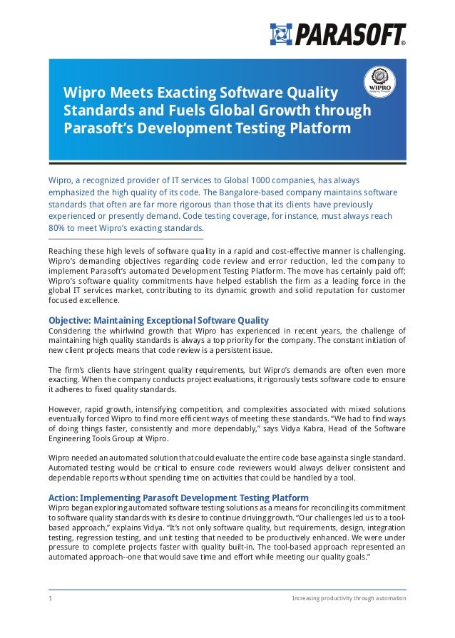 Wipro Development Testing Case Study