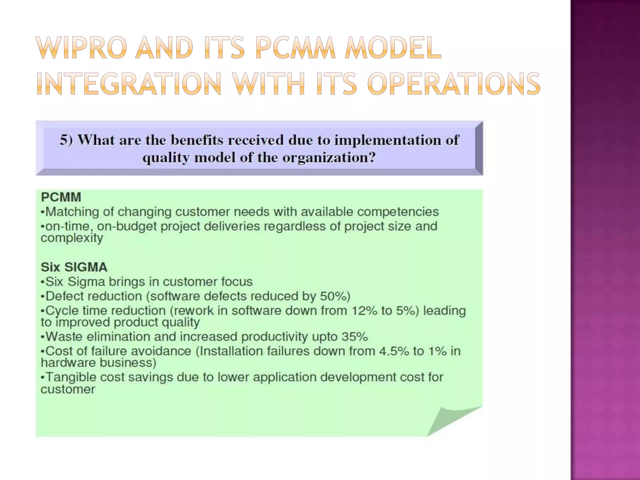 Wipro’s pcmm level 5 certification