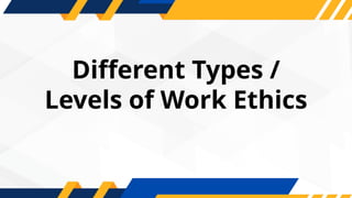 Different Types /
Levels of Work Ethics
 