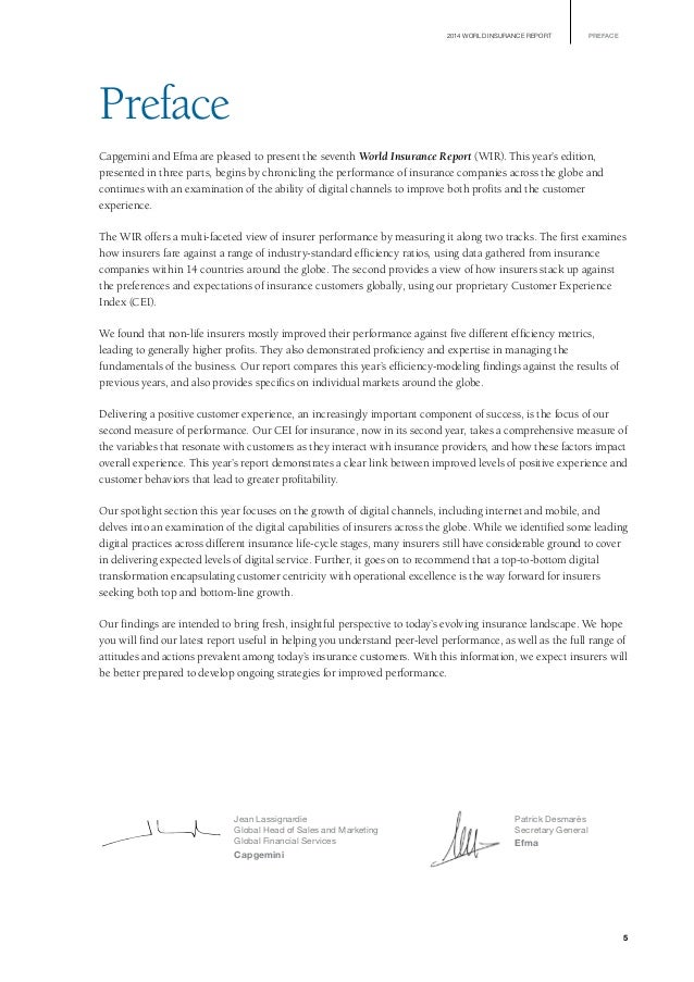 World Insurance Report 2014 From Capgemini And Efma
