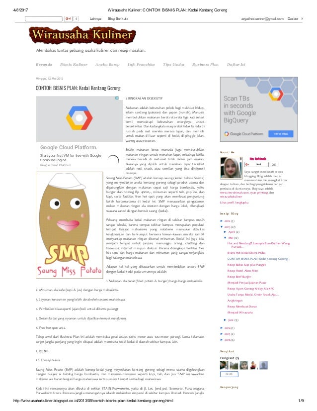 Wirausaha Kuliner Contoh Bisnis Plan Kedai Kentang Goreng Wirausaha Kuliner Contoh Bisnis Plan Kedai Kentang Goreng
