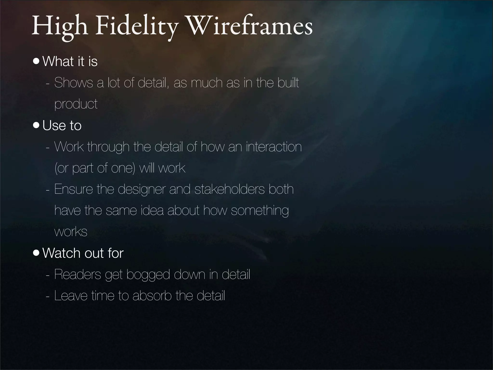Wireframes for the Wicked