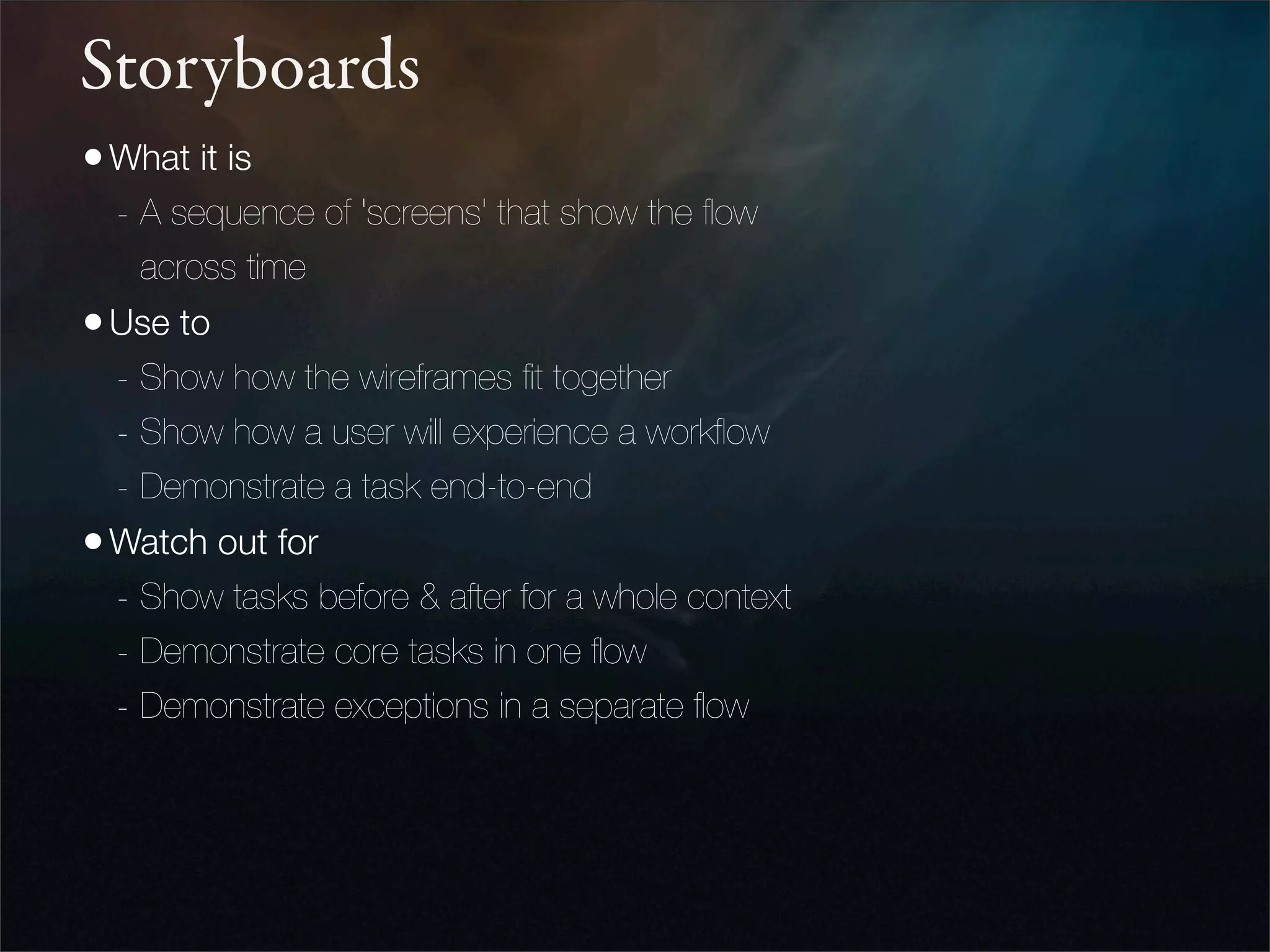 Wireframes for the Wicked
