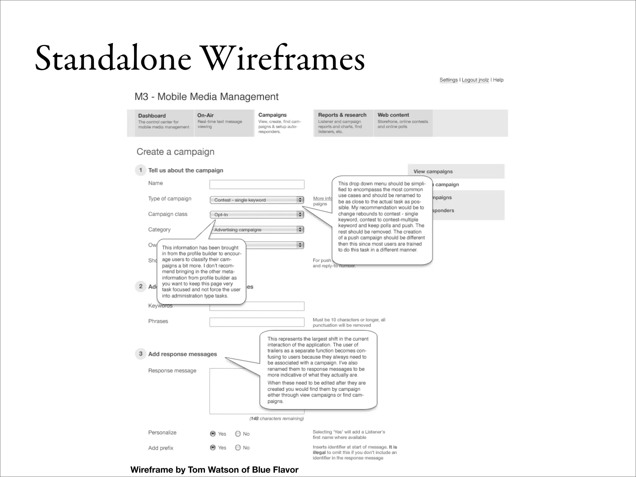Wireframes for the Wicked