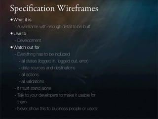 Wireframes for the Wicked