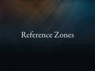 Reference Zones
• What it is
  - Shows just major positioning of content blocks
• Use to
  - Discuss a big idea or concept...