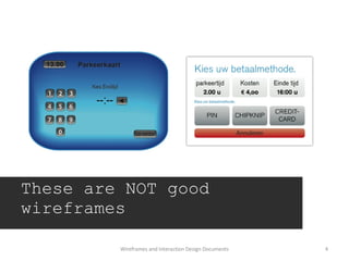 Wireframes and Interaction Design Documents These are NOT good wireframes 