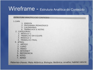 Wireframe -  Estrutura Analítica do Conteúdo 