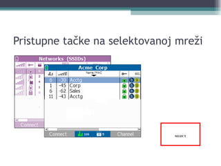 Pristupne tačke na selektovanoj mreži SELECT 