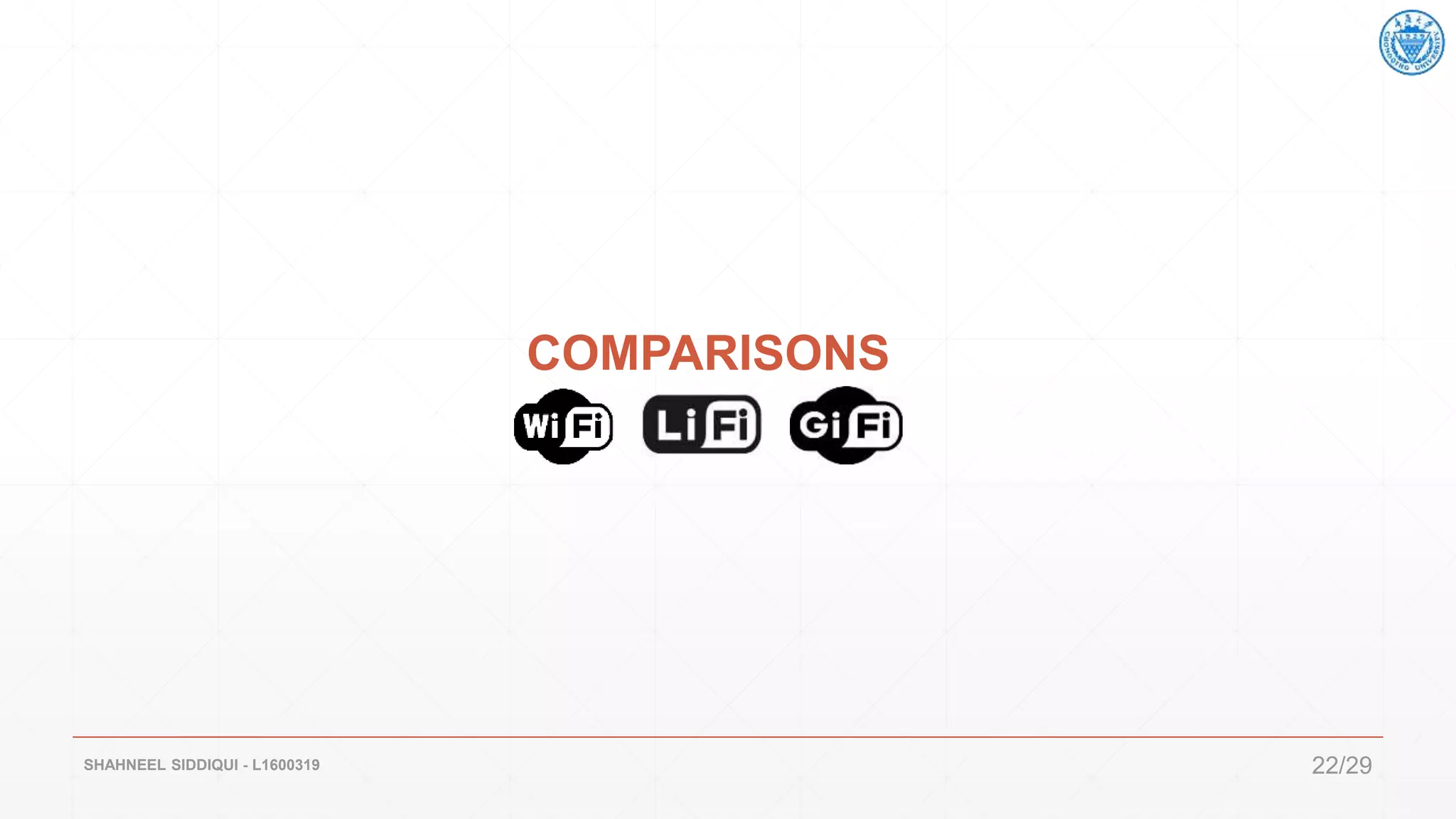 COMPARISONS
SHAHNEEL SIDDIQUI - L1600319 22/29
 