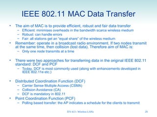 Comprehensive Overview of IEEE 802.11 Wireless LANs Architecture and ...
