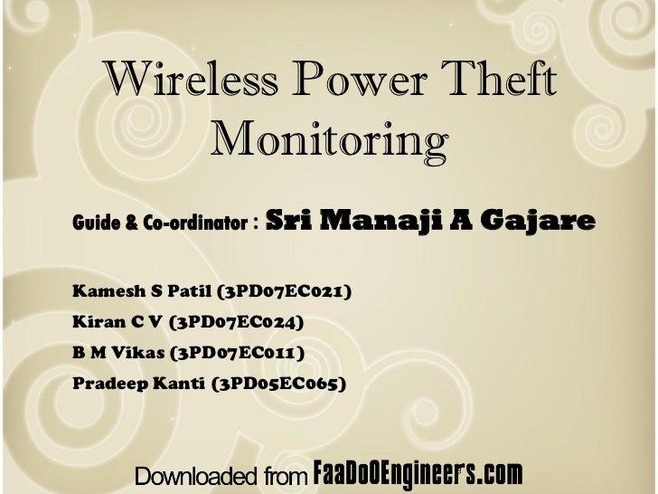 Wireless Power Theft Monitering Ppt