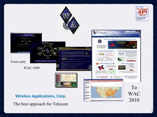 Wireless Applications, Corp. The best approach for Telecom From early  WAC 1999 To WAC 2010 