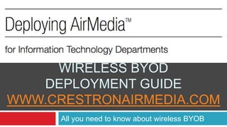 WIRELESS BYOD
DEPLOYMENT GUIDE
WWW.CRESTRONAIRMEDIA.COM
A brief AirMedia Deployment Guide
 