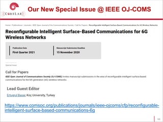 Our New Special Issue @ IEEE OJ-COMS
https://www.comsoc.org/publications/journals/ieee-ojcoms/cfp/reconfigurable-
intelligent-surface-based-communications-6g
66
 