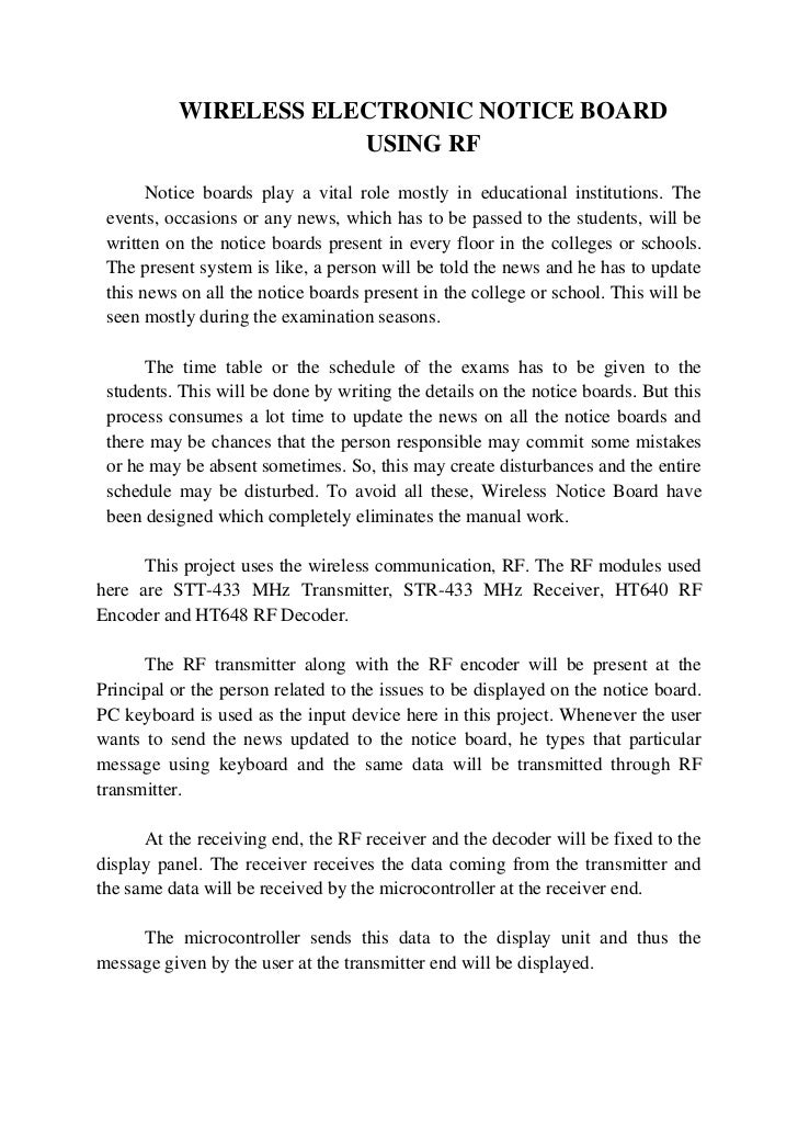 Wireless electronic notice board using rf