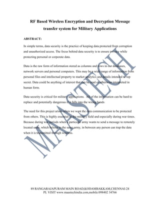 FINAL YEAR PROJECTS ABSTRACT ECE-Wireless encryption and decryption ...