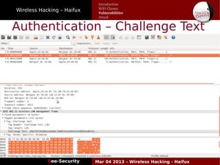 Wireless Hacking – Haifux
See-Security Mar 04 2013 – Wireless Hacking - Haifux
Authentication – Challenge Text
Introduction
WiFi Classes
Vulnerabilities
Attack
 