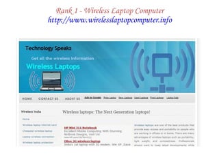 Rank 1 - Wireless Laptop Computer http://www.wirelesslaptopcomputer.info 