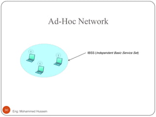 Ad-Hoc Network
IBSS (Independent Basic Service Set)
30 Eng: Mohammed Hussein
 