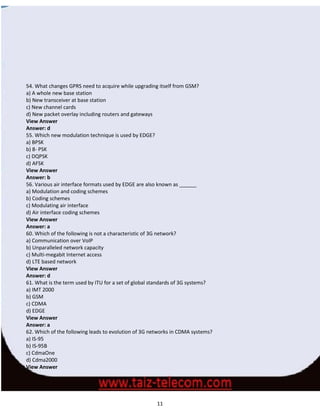 Wireless & Mobile Communications Questions & Answers | PDF