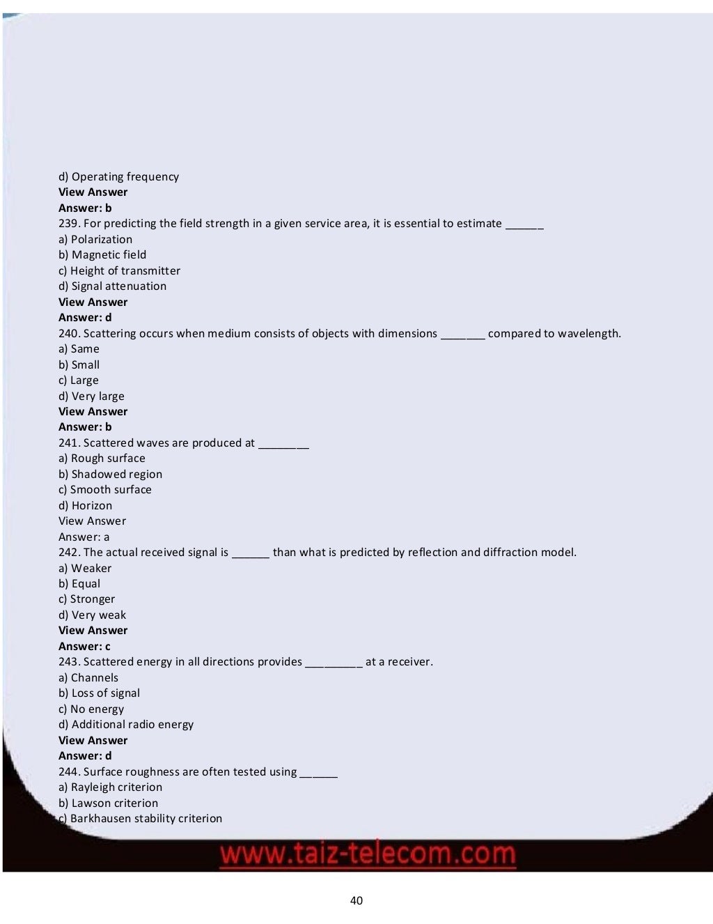 Wireless Mobile Communications Questions Answers