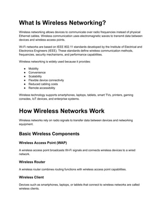 Wireless Networking Basics & Wi-Fi Standards Explained | PDF