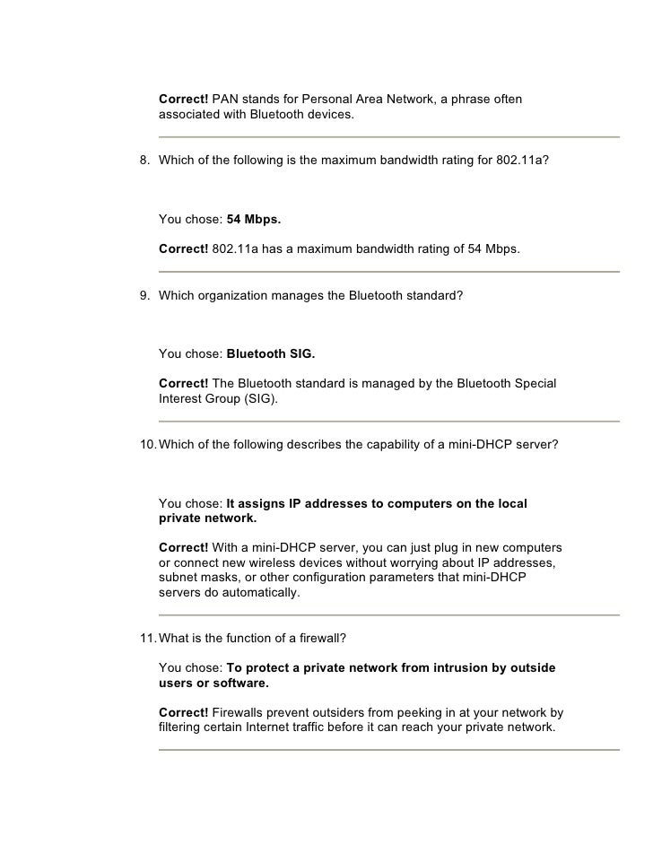 Wireless Networking Final Exam Results