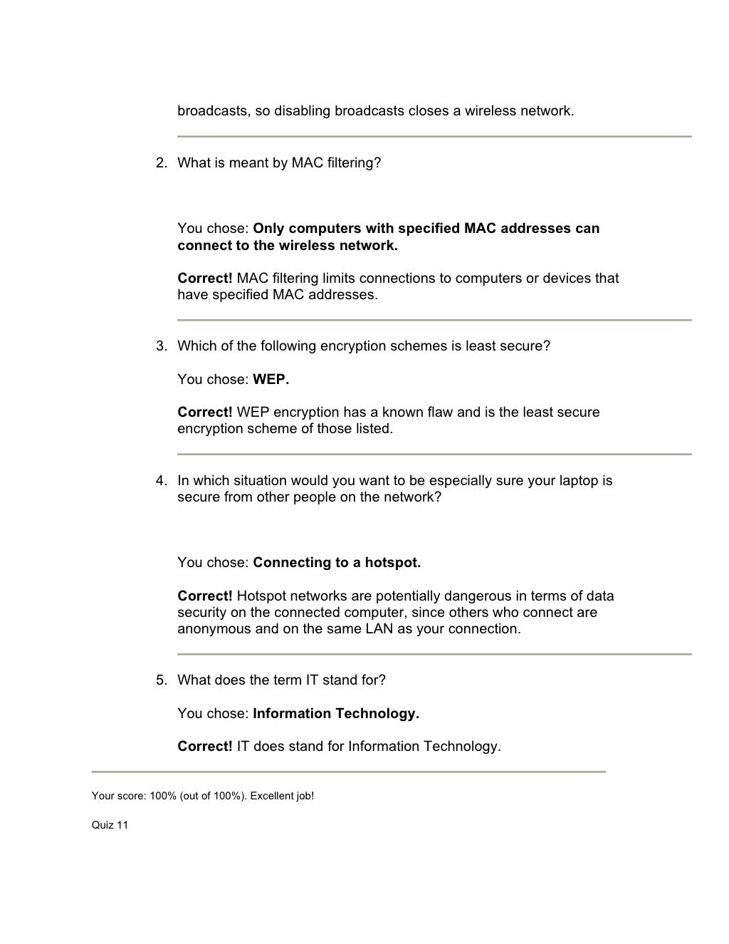 Wireless Networking Weekly Test Results