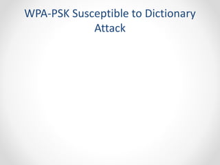 WPA-PSK Susceptible to Dictionary 
Attack 
 