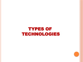 TYPES OF
TECHNOLOGIES
 