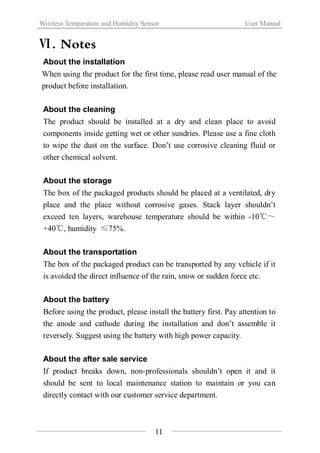 Wireless Temperature And Humidity Sensor（WL TH-01） | PDF