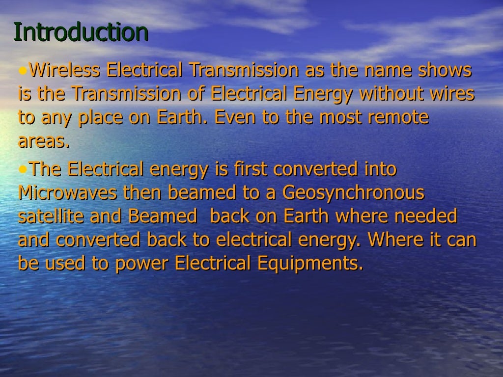 Wireless transmission of electricity