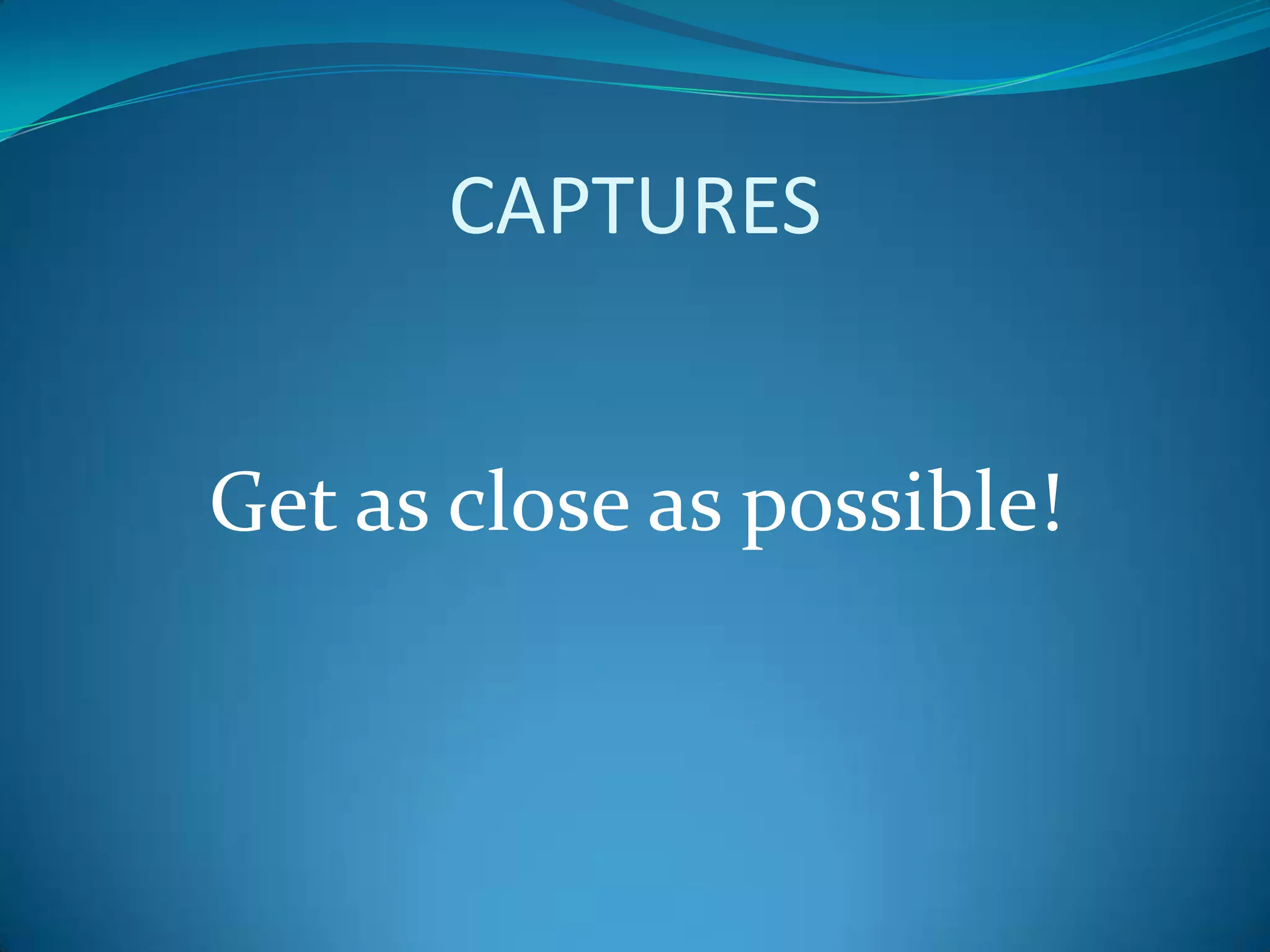 CAPTURES


Get as close as possible!
 