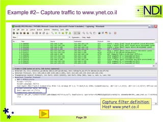 Example #2– Capture traffic to www.ynet.co.il Capture filter definition: Host www.ynet.co.il 