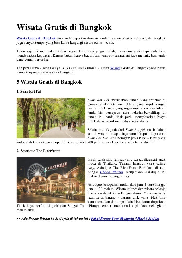 Wisata Gratis Di Bangkok Wisata Gratis Di Bangkok