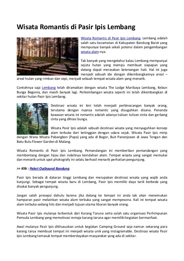 Wisata Romantis Di Pasir Ipis Lembang