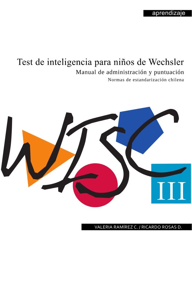 MANUAL WISC III VERSION CHILENA PDF MANUAL WISC III VERSION CHILENA PDF