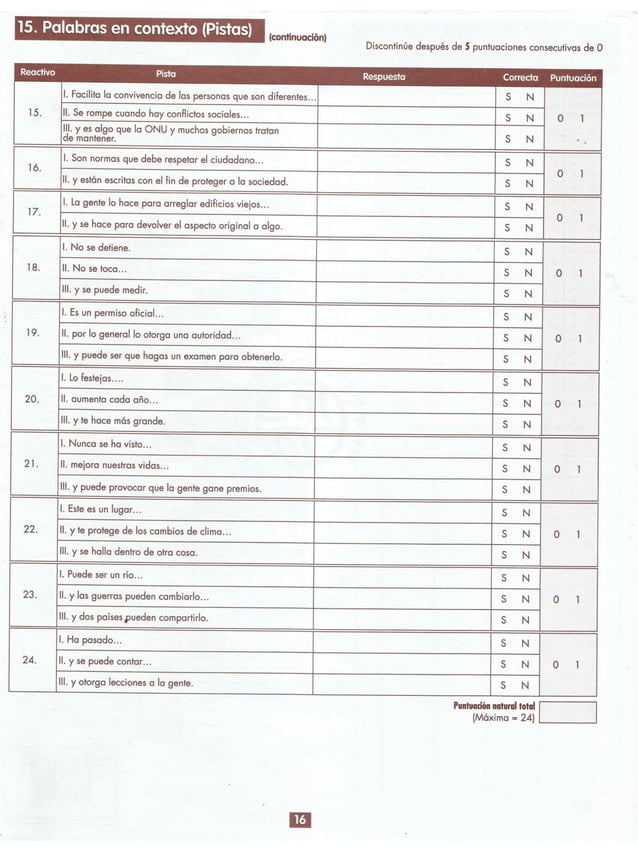 Protocolo de Registro y Anotación del WISC IV incluyendo BUSQUEDA DE